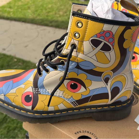 Dr. Martens Shoes - Dr. Martens Yellow and Blue Patterned Boots